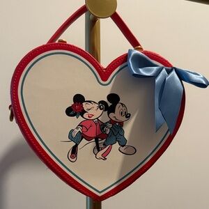 Heart-Shaped Mickey & Minnie Crossbody Bag in Red, White & Blue